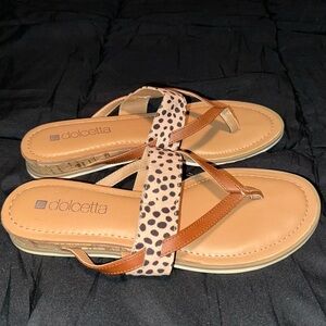 Dolcetta Leopard Wedge Sandals